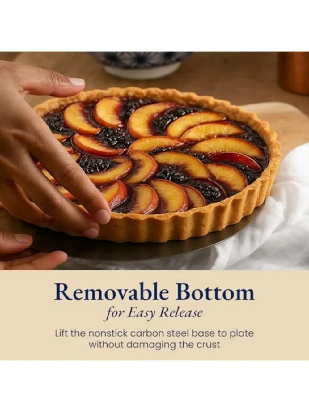 9-Inch Removable Bottom Tart Pan Set with Silicone Crust Shaper & Pie Weights